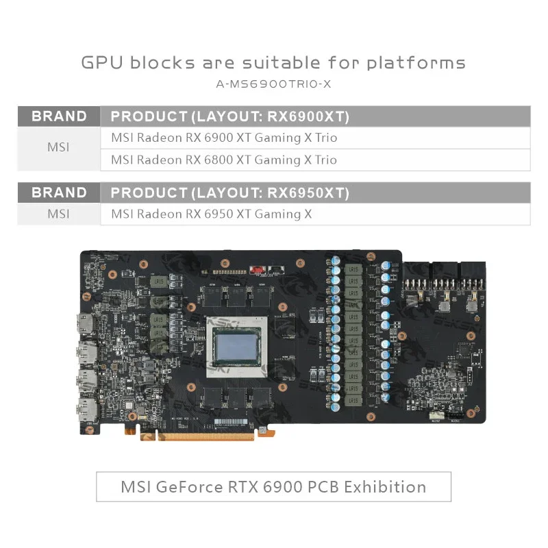 Фото Водоблок Bykski A-MS6900TRIO-X / Медный радиатор для видеокарт MSI RX 6800XT/6900XT Gaming X Trio / RX6950 GamingX №4