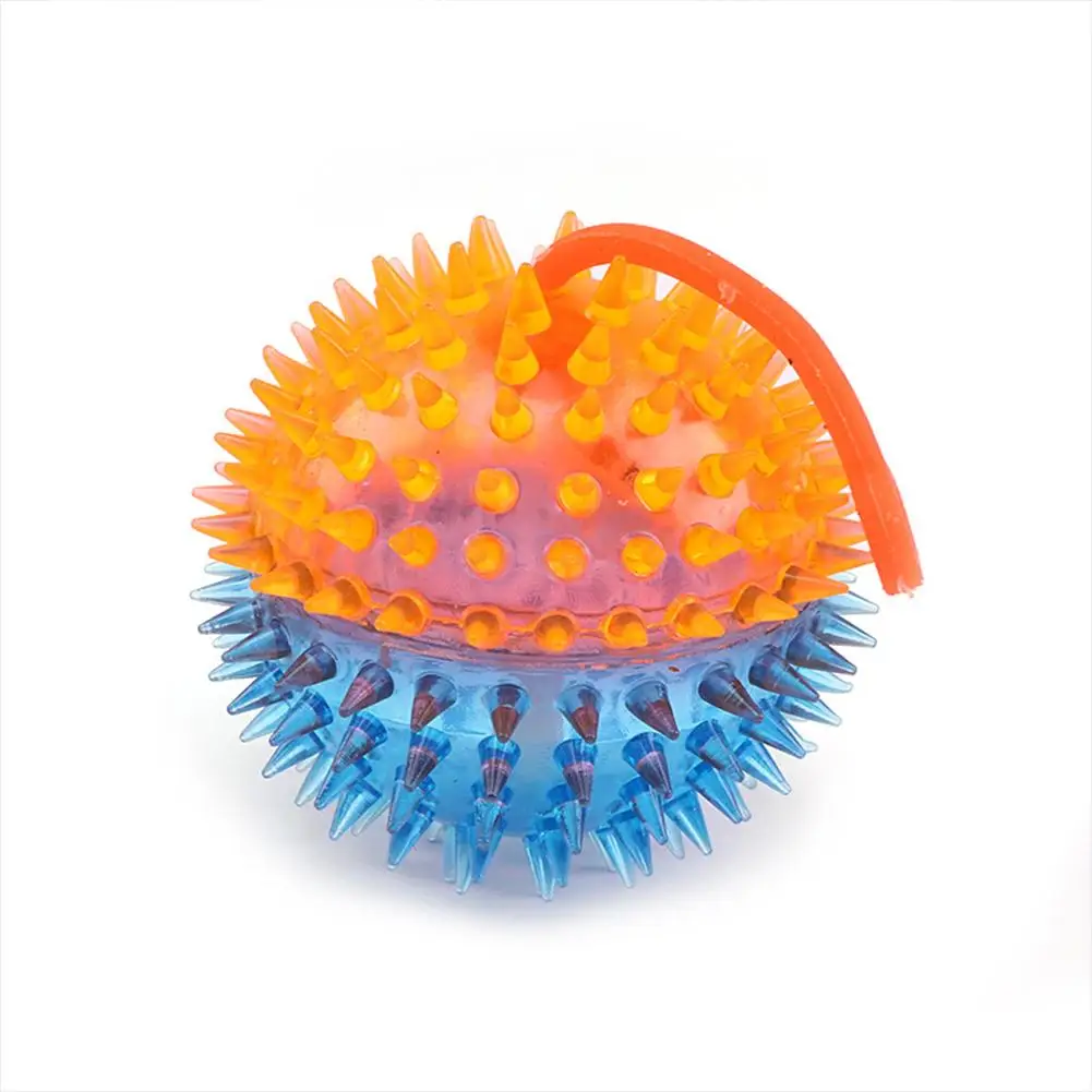 

7.5cm Two-color Massage Ball With Rope Soft Flashing Light Up Bouncy Balls