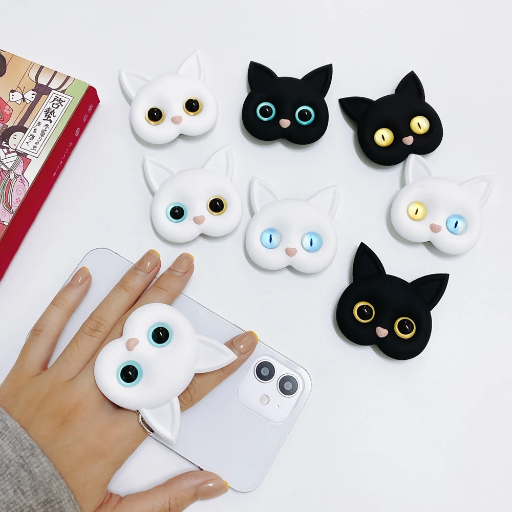folding air sac finger holder for phone grip tok accessory 3d cat design cellphone stand for iphone mobile accessories support free global shipping