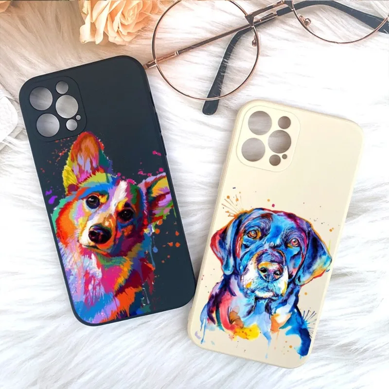 

Watercolor Phone Case For IPhone 14 11 12 13 Pro Max X XR XS Max 6 6S 7 8 Plus SE 2022 Liquid Square Color Phone Cover