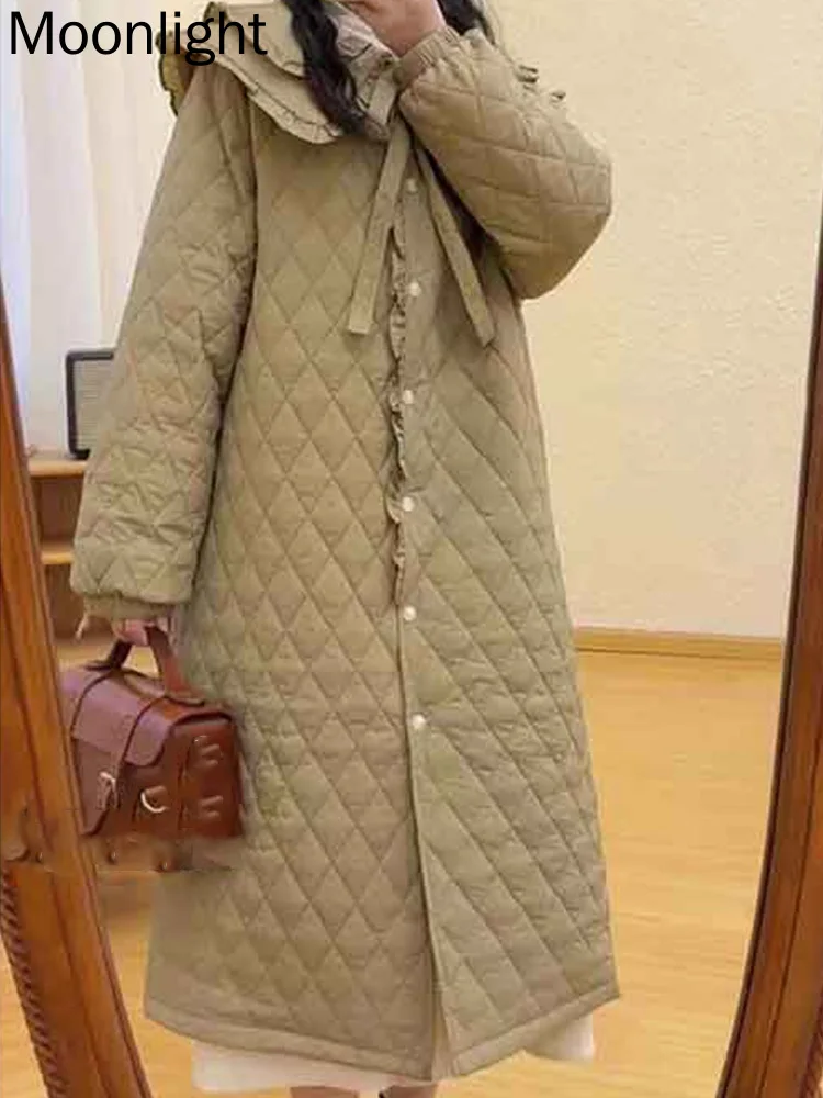 

Женская Стеганая куртка средней длины, с воротником «Питер Пэн»