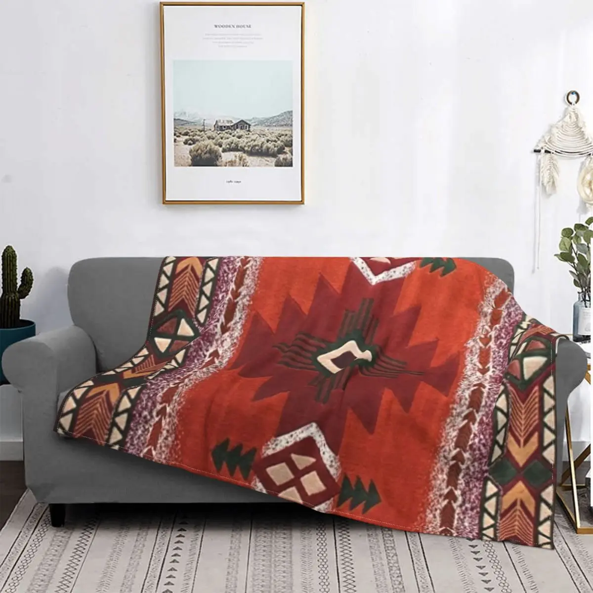 1890 Navajo Saddle Blanket Cover Fleece Unaltered Scan of Original Museun Warm Throw Blanket for Bed Bed Rug