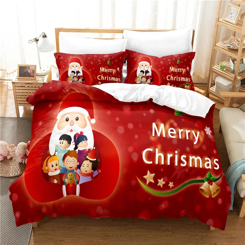 

Рождественский Комплект постельного белья для спальни, мягкие покрывала для кровати, комфортный пододеяльник, пододеяльник и наволочка