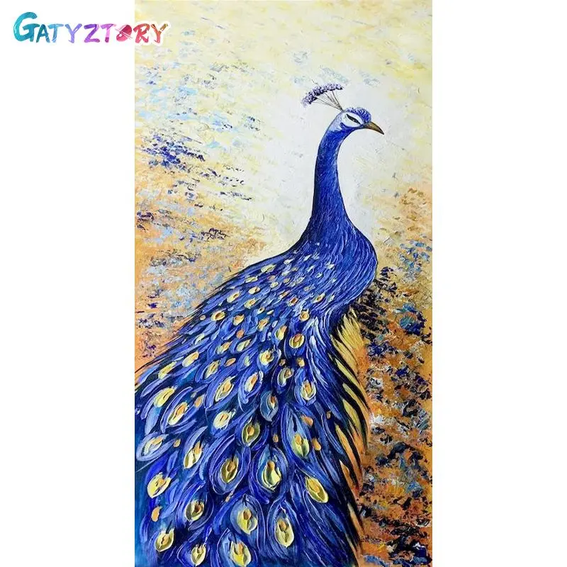 

GATYZTORY Coloring By Number Animal Drawing Canvas Acrylic Picture By Numbers Peacock Gift Home Decor Handpainted Wall Art