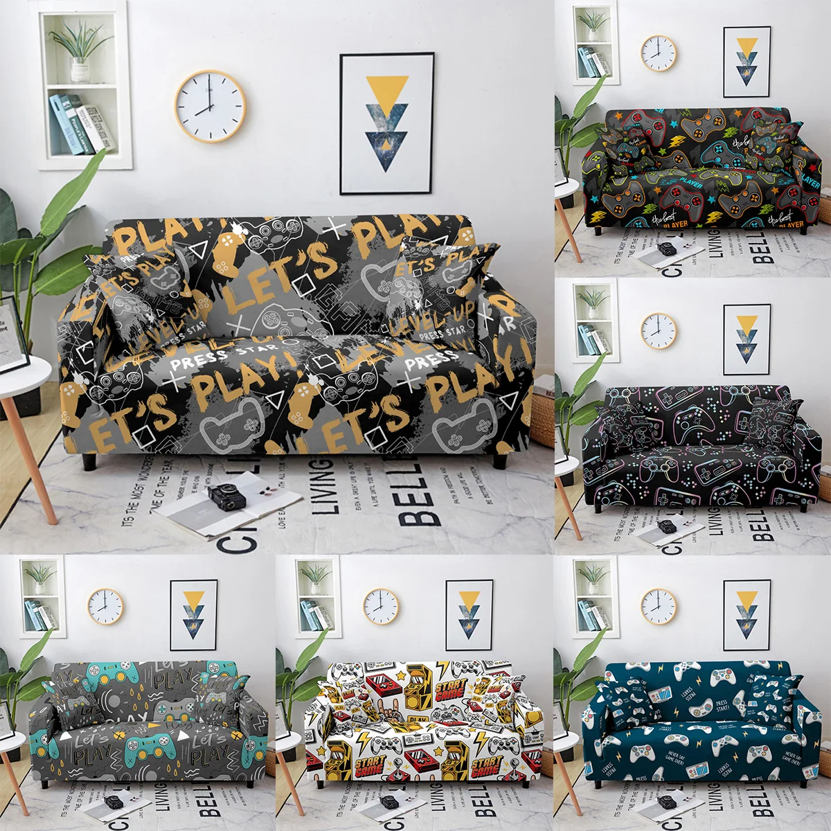 

Elastic Sofa Cover 3D Gamer Handle Modern Sofa Cover for Living Room L-shape Chair Protector Stretch Couch Cover 1/2/3/4 Seaters