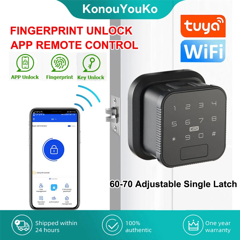 

Tuya WIFI Smart Fingerprint Lock Biometric Electronic Door Lock Smart Life APP Remote Unlocking Keyless USB Emergency Charge