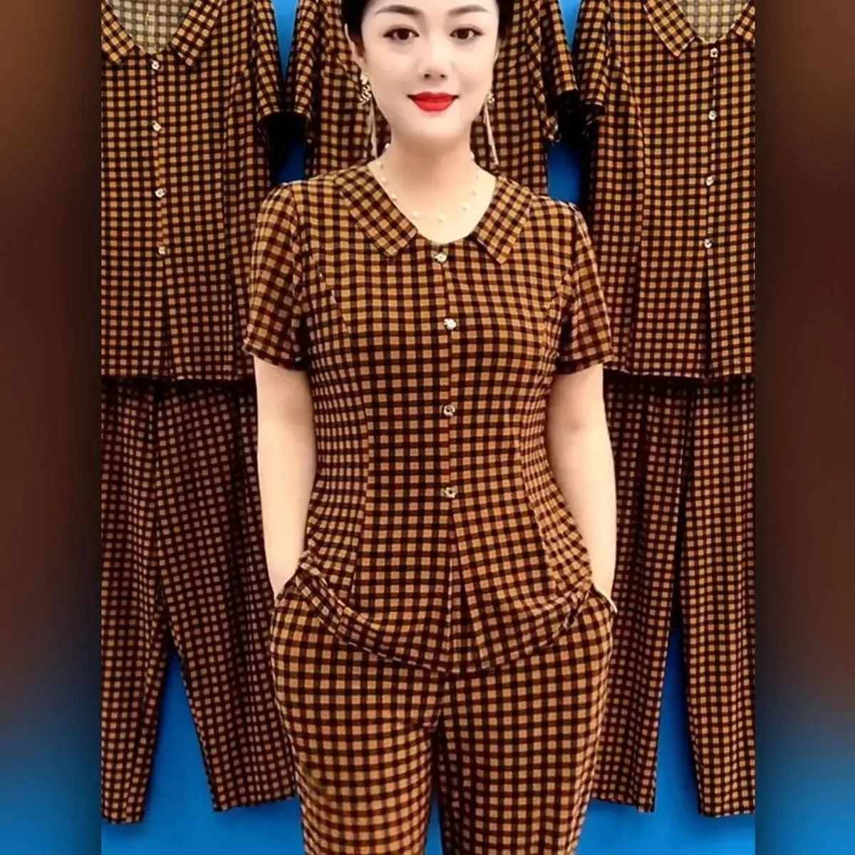 Наряд для мамы летний комплект из 2 предметов с короткими рукавами свободный крой