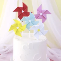 3 pcs cake decoration card color windmill plug in cake insert baking decoration birthday party decoration childrens gifts 2022
