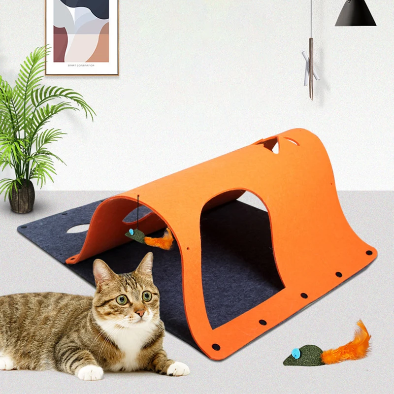

Felt Cat Tunnel Can be Spliced and Folded Cat Play Channel Cat Litter Toy Rolling Dragon Multi-purpose Pet Tunnel
