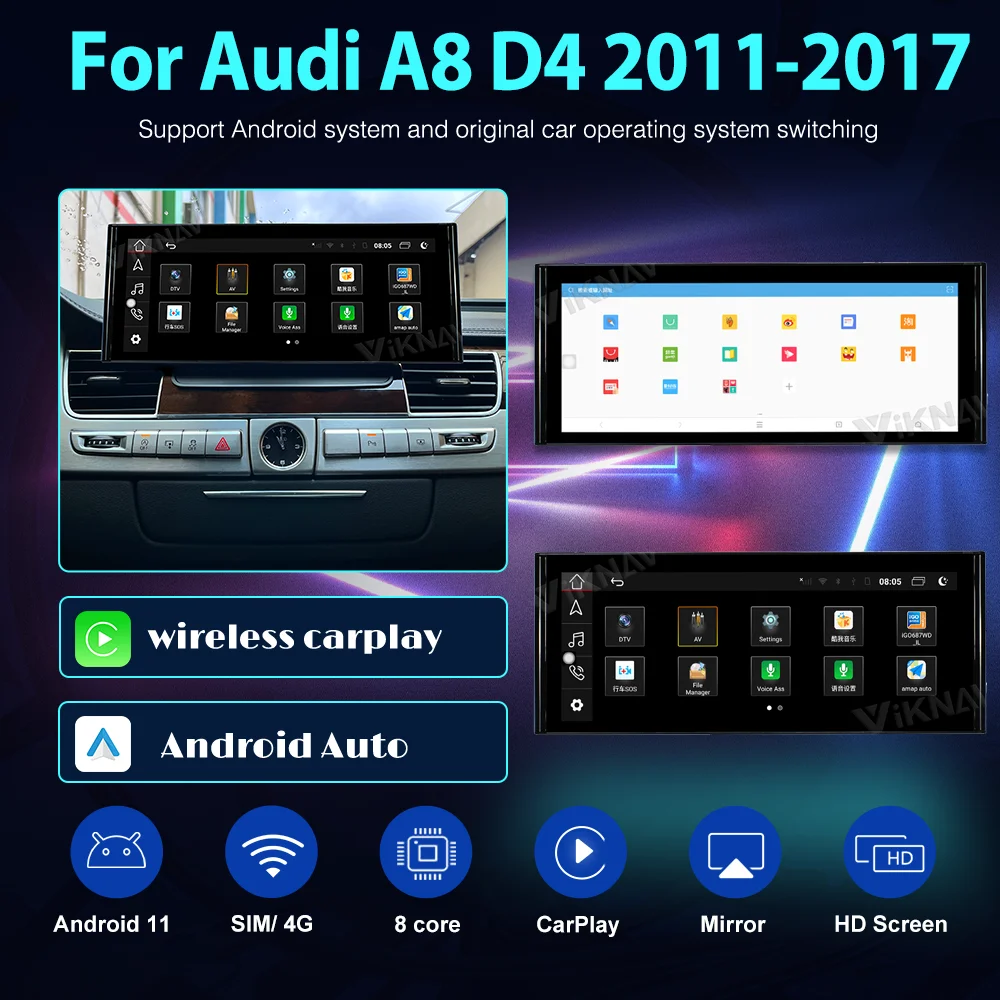

12.3inch large screen For Audi A8 D4 2011-2017 Car Radio 2 Din Stereo Automotive Multimedia Players GPS Carplay