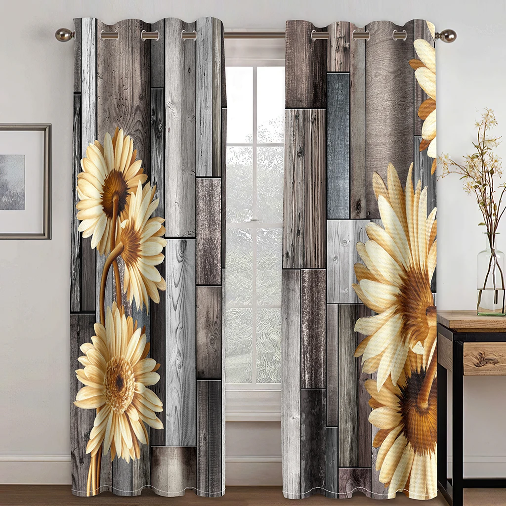 

Доска хризантемы 50% затемняющие занавески для гостиной и спальни s 3D Декоративные люверсы оконные занавески домашний пейзаж 2 шт. кофе