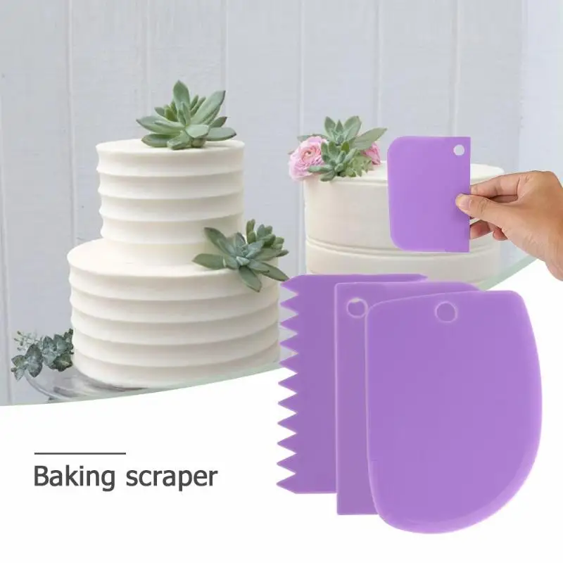 

3pcs/set Plastic Dough Knife Baking Pastry Tools Icing Fondant Scraper Decorating Plain Smooth Spatulas Cutters Cake Tool