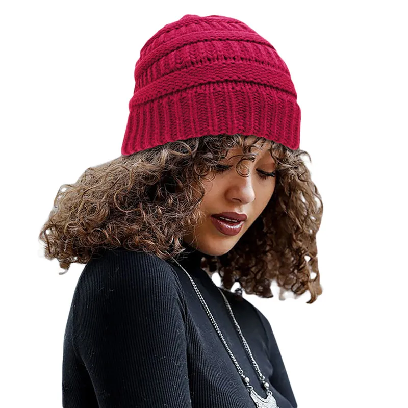 

Women Men Knitted Beanies Hat Round Spring Autumn Winter Warm Windproof Solid Color Caps Skullies Outdoor Resistance to Cold