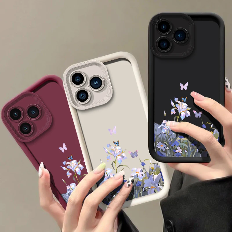 Фото Чехол для телефона Xiaomi Poco M8 Pro F8 Ultra M7 4G M6 Plus M5S M4 Pro C50 C40 C65 C61 C55 C51, противоударный чехол с цветочным узором и бабочками №1