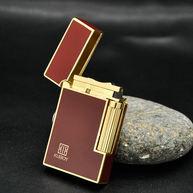 

New KUBOY Metal Strip Steel Tone Torch Lighter Creative Side Sliding Wheel Cigarette Lighter Can Be Filled with Butane Gas