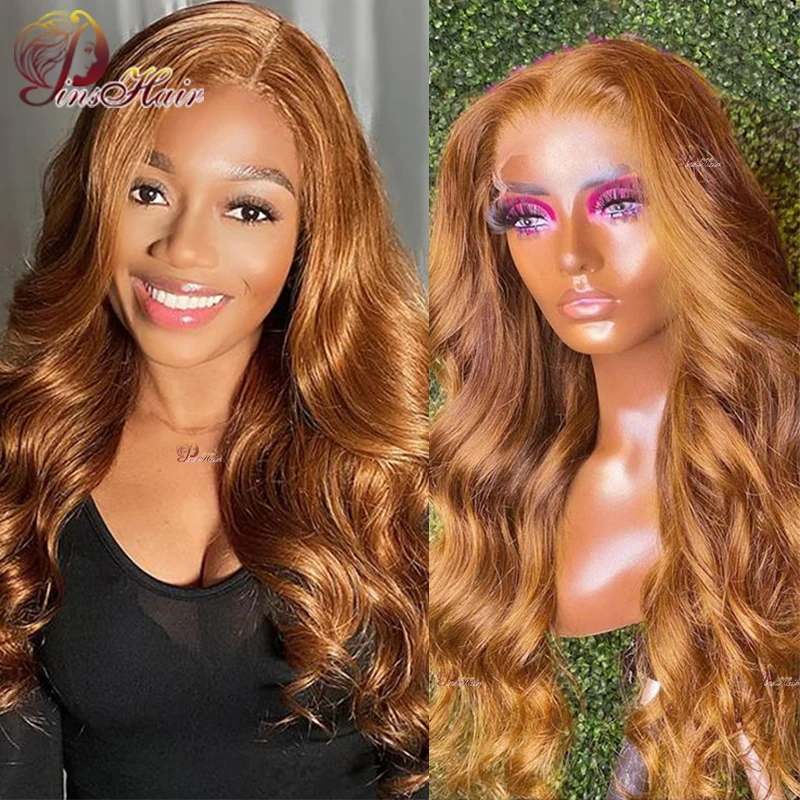 Ginger Brown 13X4 Body Wave Lace Front Wig Honey Blonde Brazilian Human Hair Wig Brown Transparent Lace Frontal Wig For Woman