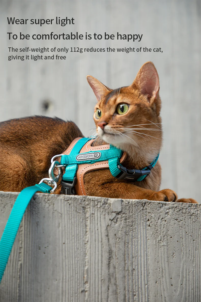 

Cat Adjustable I-block Harnesses Leather Suspenders Set Anti-Break Vest-style And Cat Leash