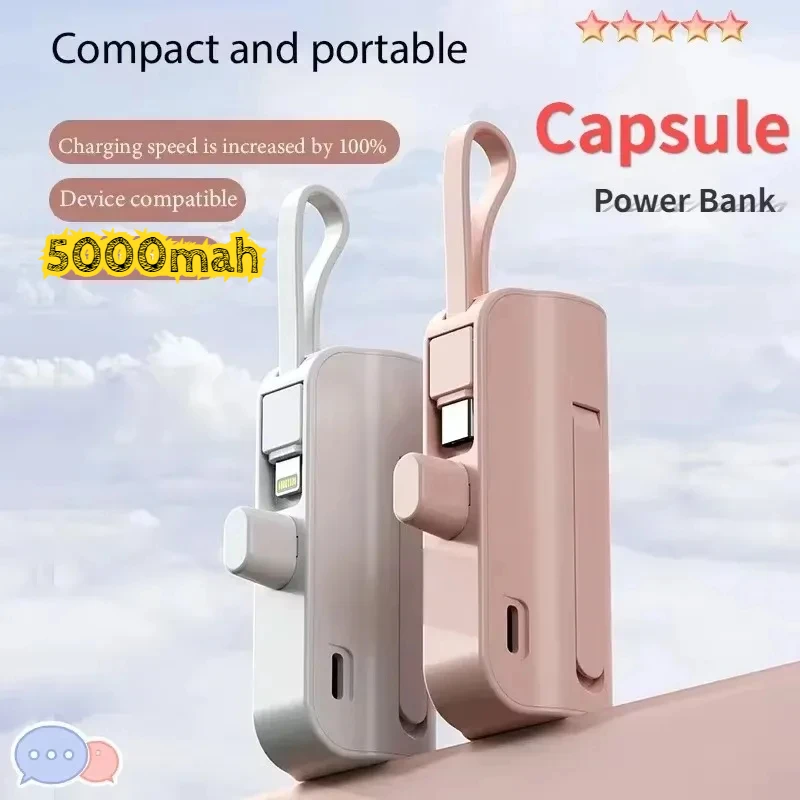10000 мАч Mini Capsule Power Bank Беспроводная быстрая зарядка Powerbank Портативное зарядное
