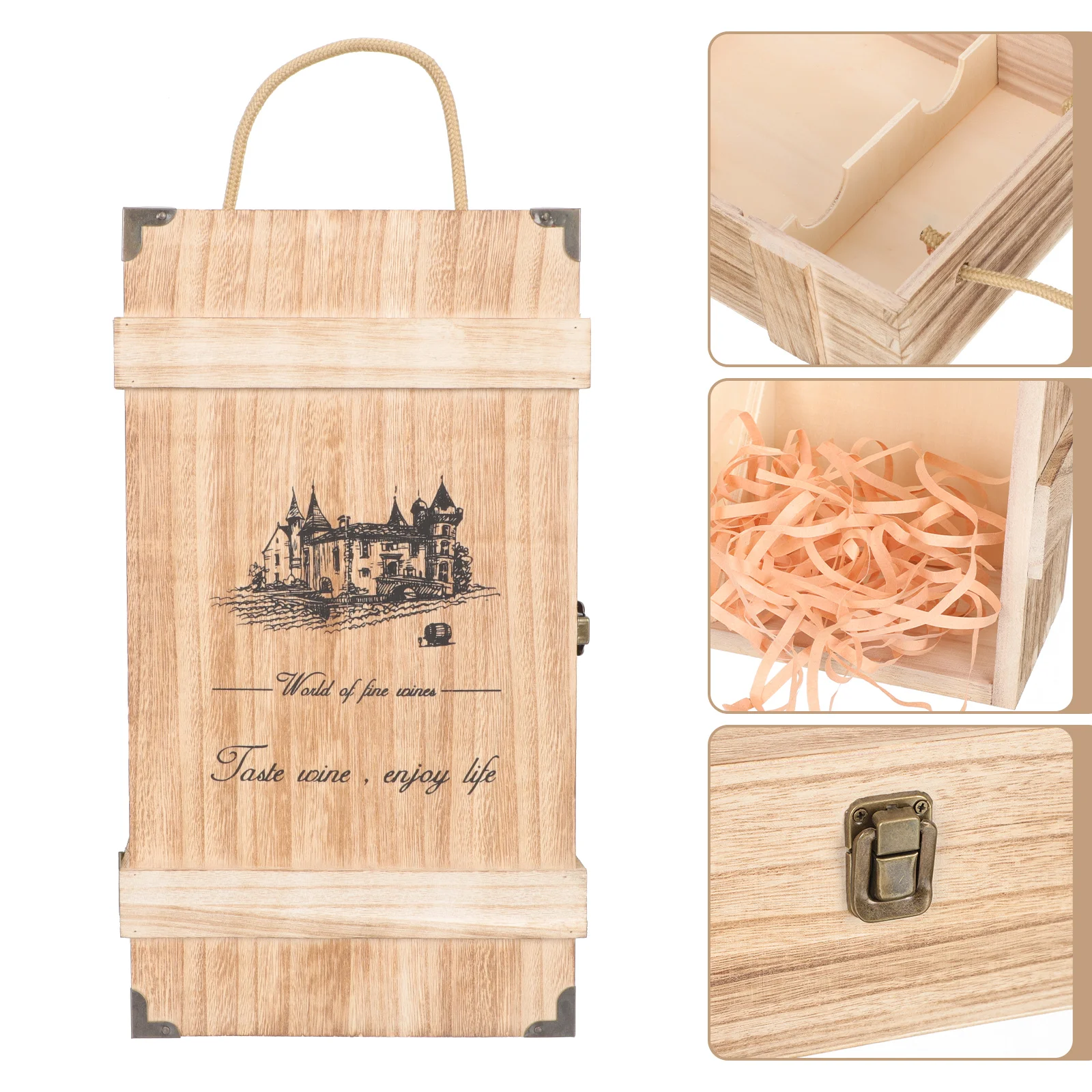 

Wooden Storage Box Portable Presentation Box Red Packing Box with Handle
