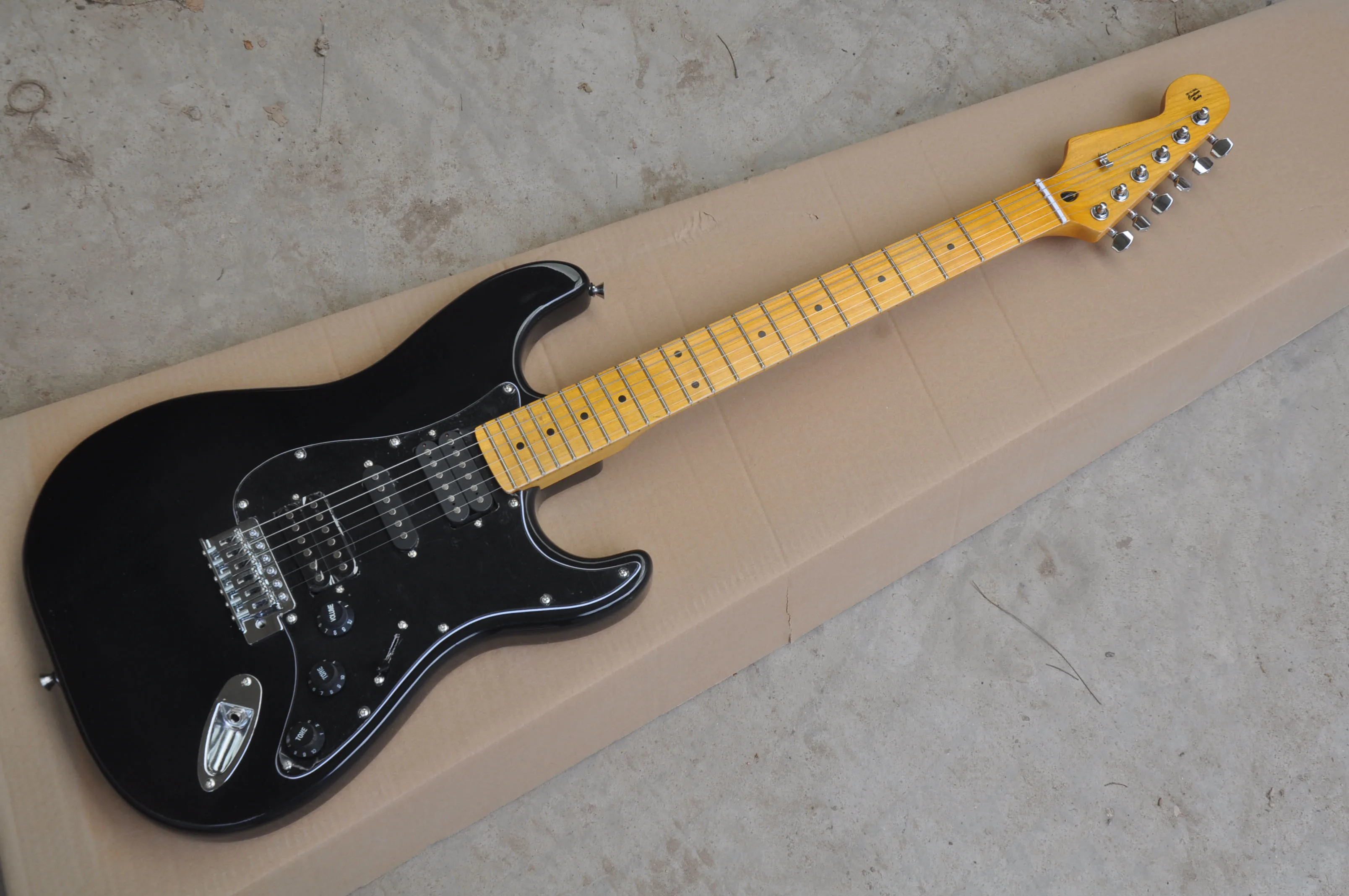 

Factory custom New black ST reversed headstock electric guitar Maple fingerboard in stock 62