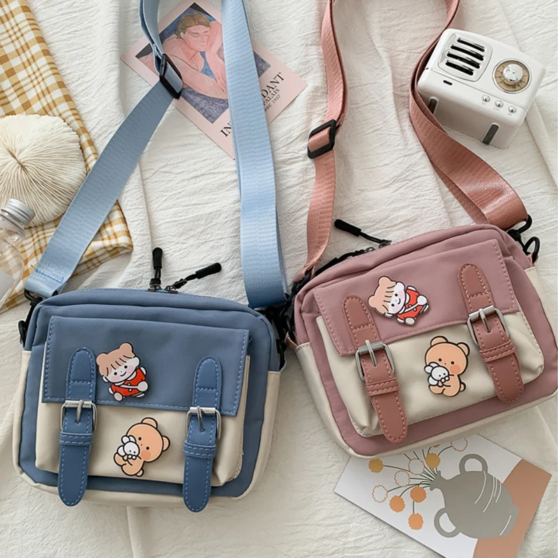 Crossbody Female 2023 New Cute Girl Canvas Student Korean Version One-shoulder Small Square Bag Multifunctional All-match Cross images - 6