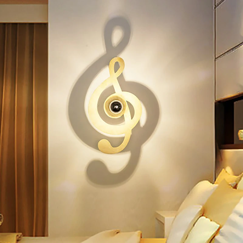 

LED Modern Minimalist Musical Note Wall Lights Shadow Night Light Bedroom Bedside Living Room Background Wall Decorative Lamps