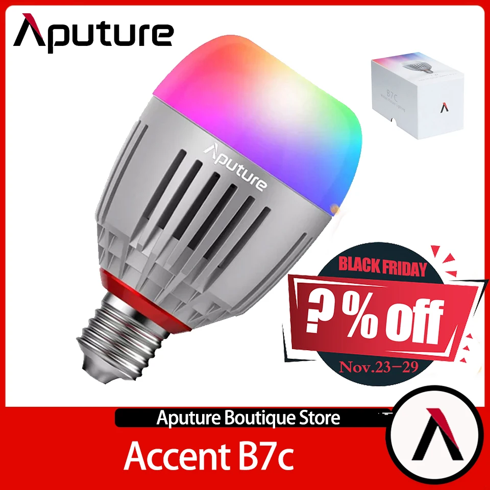 

Aputure Accent B7C Smart LED Bulb RGBww Full-color 2000-10000K Video Light for Photography Studio Living Streaming with FX