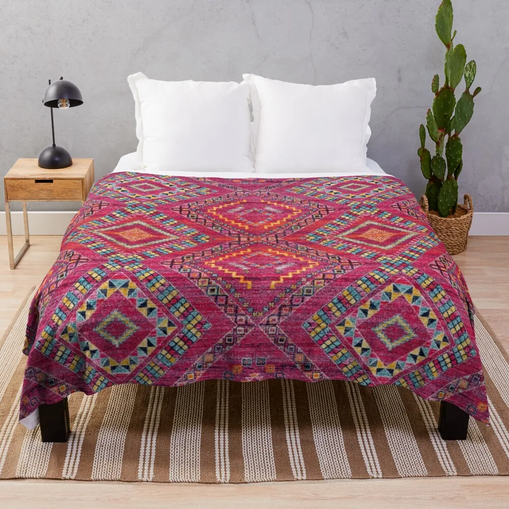 

Vintage Pink Oriental Bohemian Moroccan Artwork. Throw Blanket Blankets For Sofa