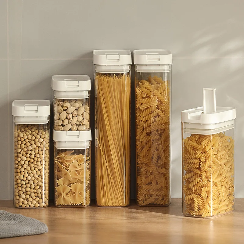 

Large Capacity Cereal Dry Food Container Set Plastic Airtight Storage Box for Sugar Snack Leak-Proof Pasta Rice Flour Sealed Jar