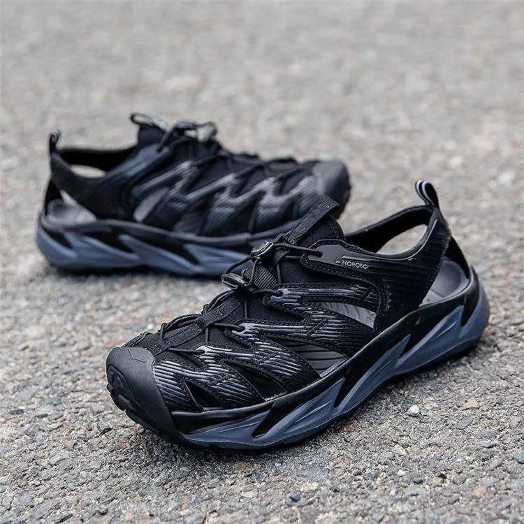 Men`s soft shockproof thick sole anti-slip hiking sandals mens outdoor breathable height increasing beach trekking sandals