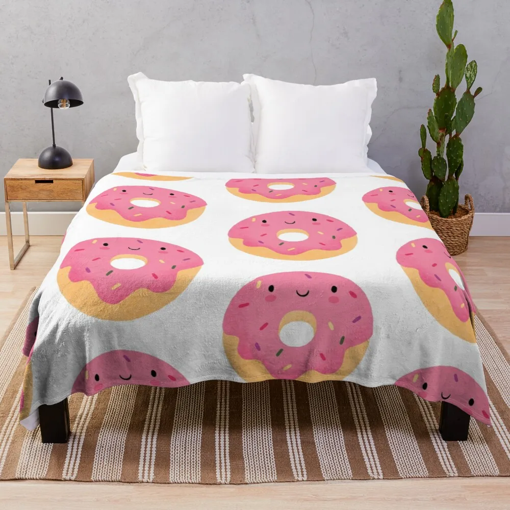 

Счастливый пончик, плед, одеяло для дивана, тяжелый одеяло, одеяло для пикника, кавайное одеяло