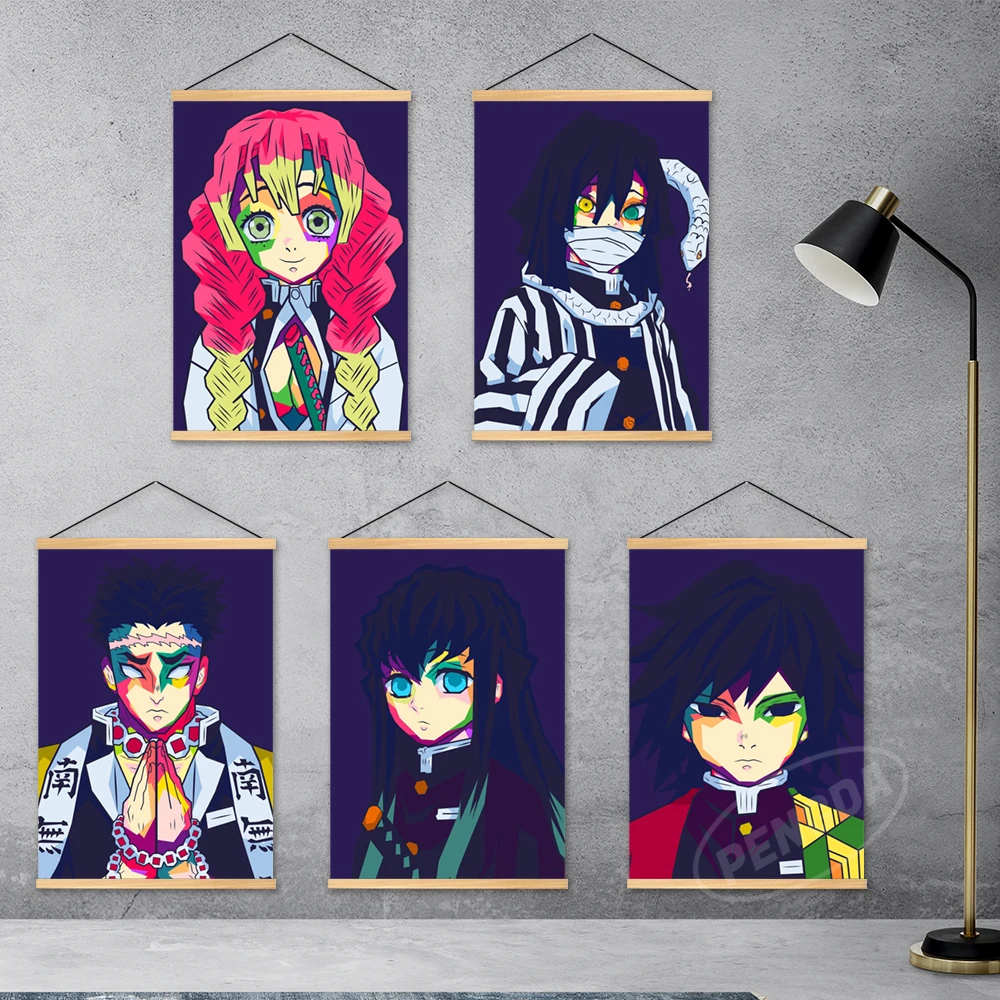 

Холст, классические аниме принты, Декор для дома, постер на тему рассекания демонов, деревянная подвесная картина, модульные картины Kanroji Mitsuri, настенные картины