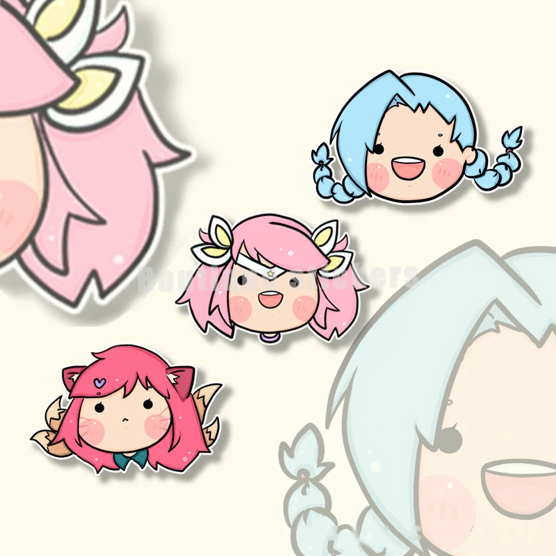 

Car Fuel Tank Cap Sticker Lux Jinx Q Version Cartoon Game Decals Cartoon Decals Suitable for Laptop Trolley Case Scooter Bike