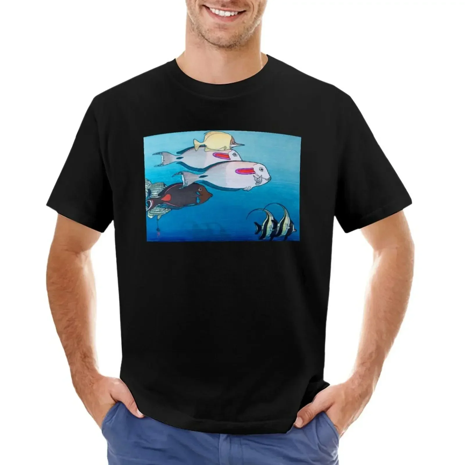 Футболка Fishes of Honolulu от Yoshida Hiroshi винтажная одежда большие быстросохнущие футболки