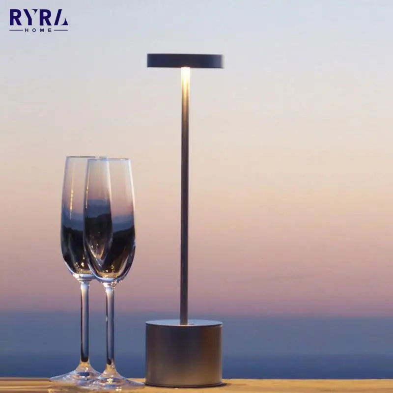 

LED Aluminum Alloy Waterproof Desk Lamp Rechargeable Dimmable Restaurant Cordless Table Lamp Portable Modern Metal Desk Lamp New