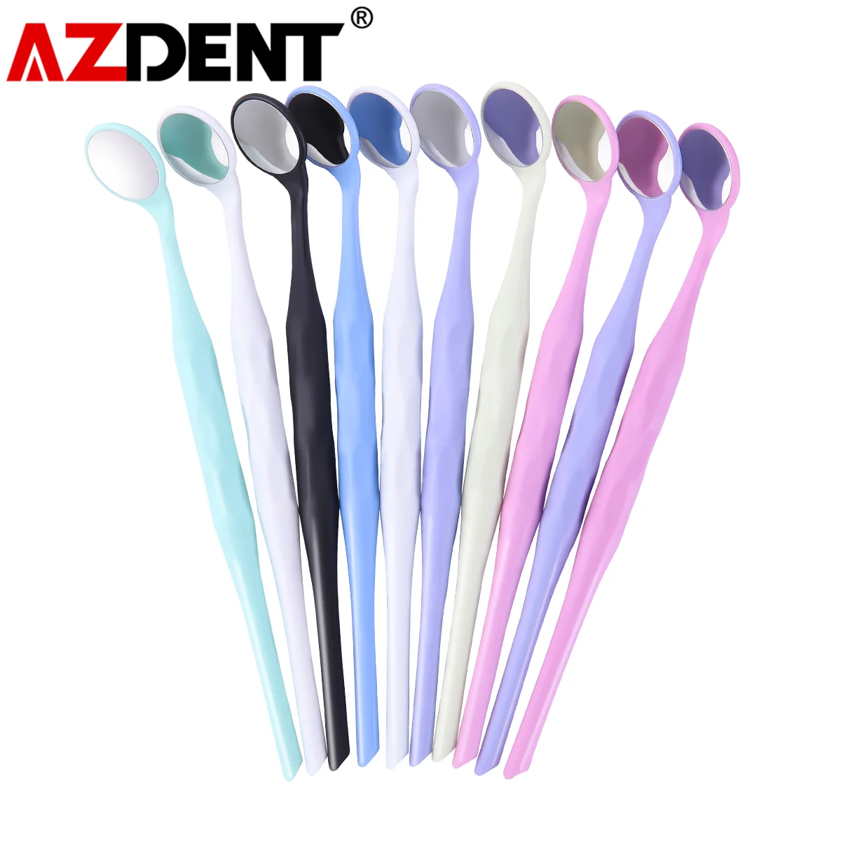 10pcs/Box With Random Colors Dental Double Sided Mouth Mirrors With Handle