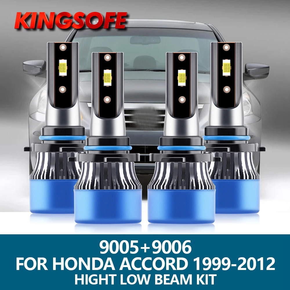 

4X Car Light 9005 HB3 9006 HB4 LED Headlight 20000Lm High Low Beam Bulbs Kit For Honda Accord 2008 2009 2010 2011 2012 1999-2007