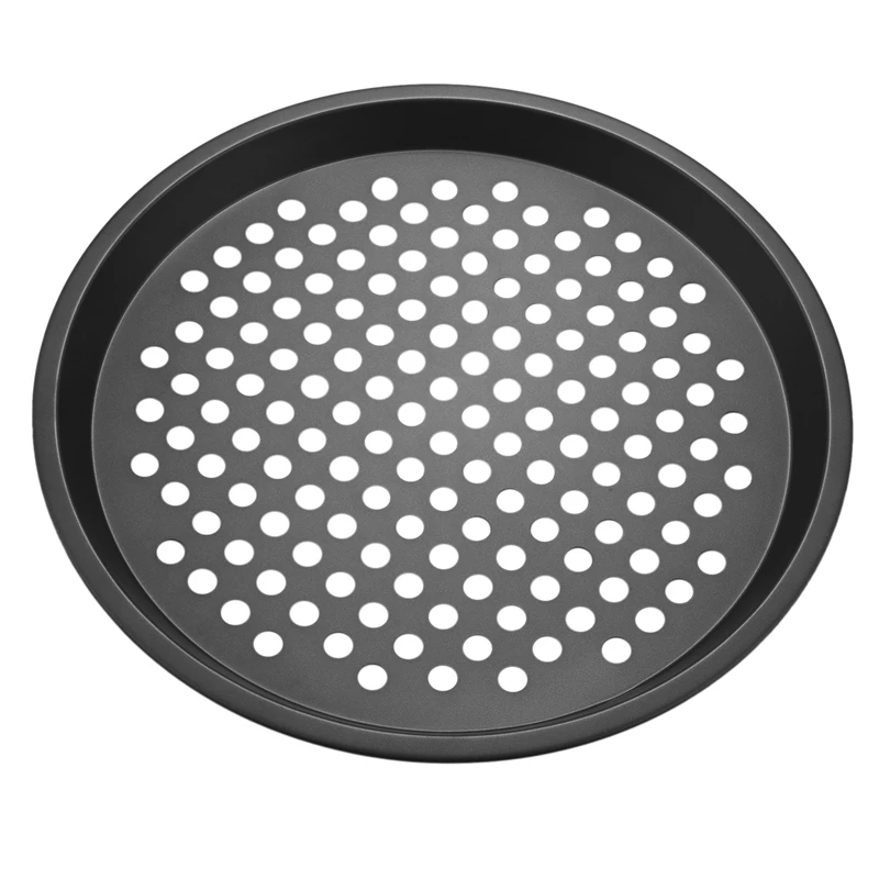 Promotion! 2 Pcs Pizza Crisper Pan Carbon Steel Non-Stick Tray With Holes 12 Inch | Baking Dishes & Pans