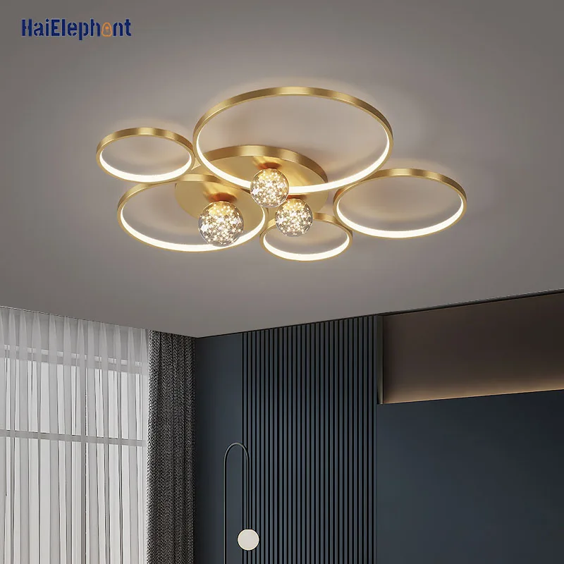 

220V Nordic Rings Gypsophila Chandelier Lights For Living Room Bedroom Study Home Modern Ceiling Mounted Lighting Indoor Lamps