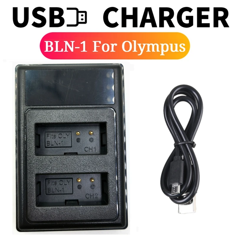 

BLN-1 USB Dual Battery Charger For Olympus OM-D E-M1 OM-D E-M5 PEN E-P5 OM-D E-M5 II PEN F Camera Charger With Type-C