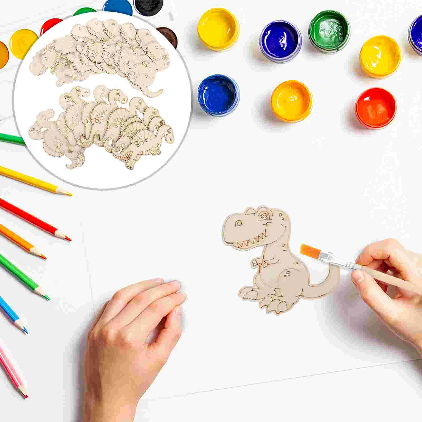 

20pcs Unfinished Wooden Cutouts Graffiti Wooden Slices Children Graffiti Toys