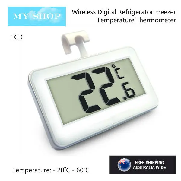 

Digital Fridge / Freezer Thermometer -- Waterproof, LCD, Wireless & Hanging Hook