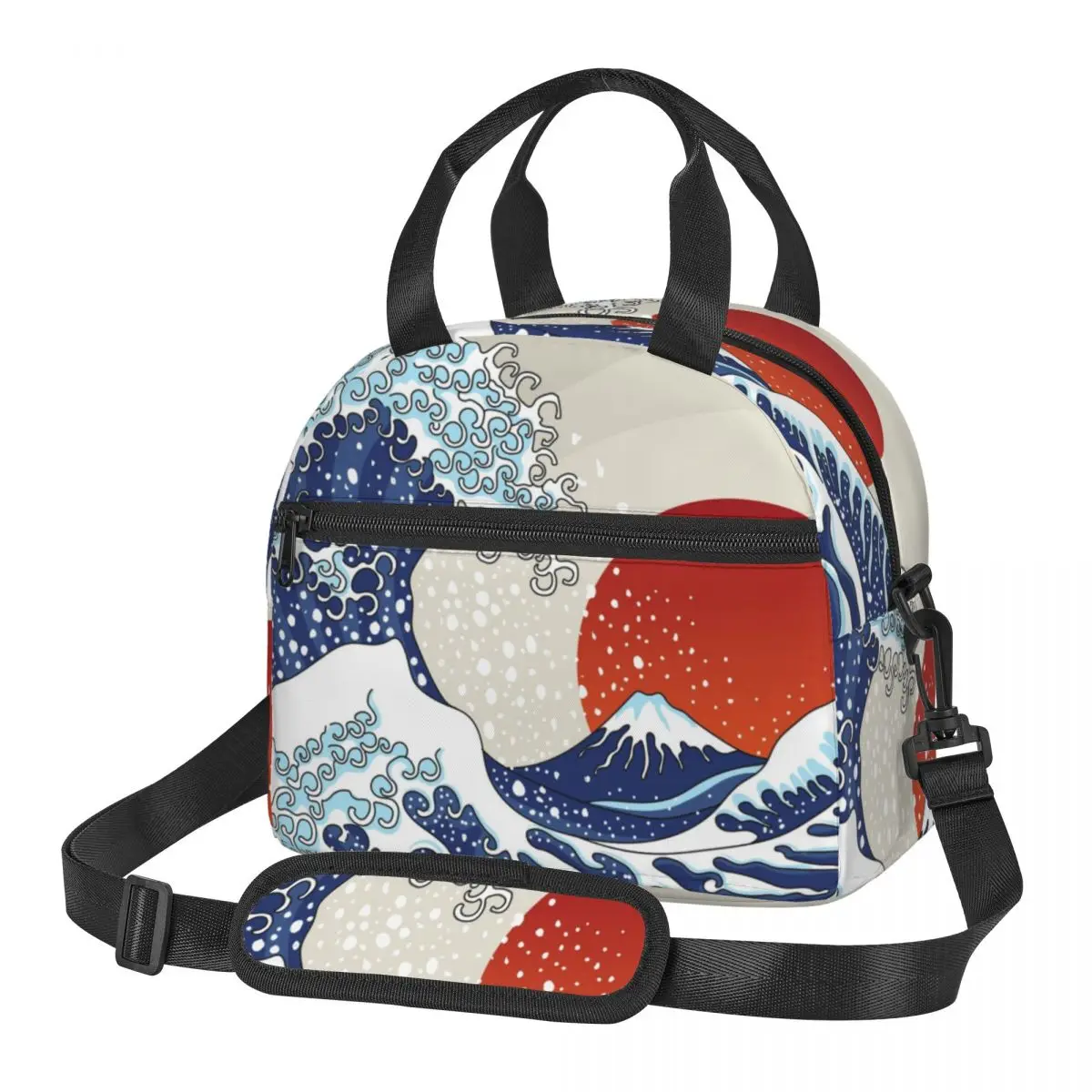 

Insulated lunch bag For Women Kids Japanese Wave Cooler Bag Thermal bag Portable Lunch Box Ice Pack