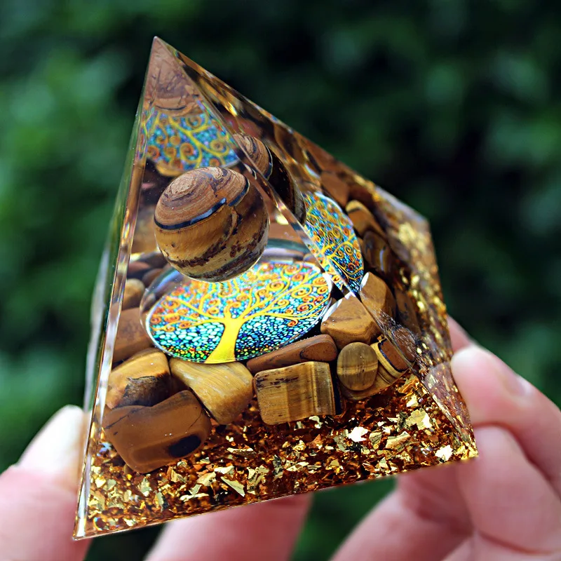 Фото 6 см натуральный желтый тигровый глаз Orgonite Пирамида Orgone энергия Исцеление Смола генератор медитация орнамент Прямая поставка №5