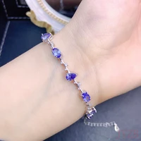 elegant silver tanzanite bracelet for wedding 4mm6mm natural tanzanite silver bracelet 925 silver bracelet jewelry