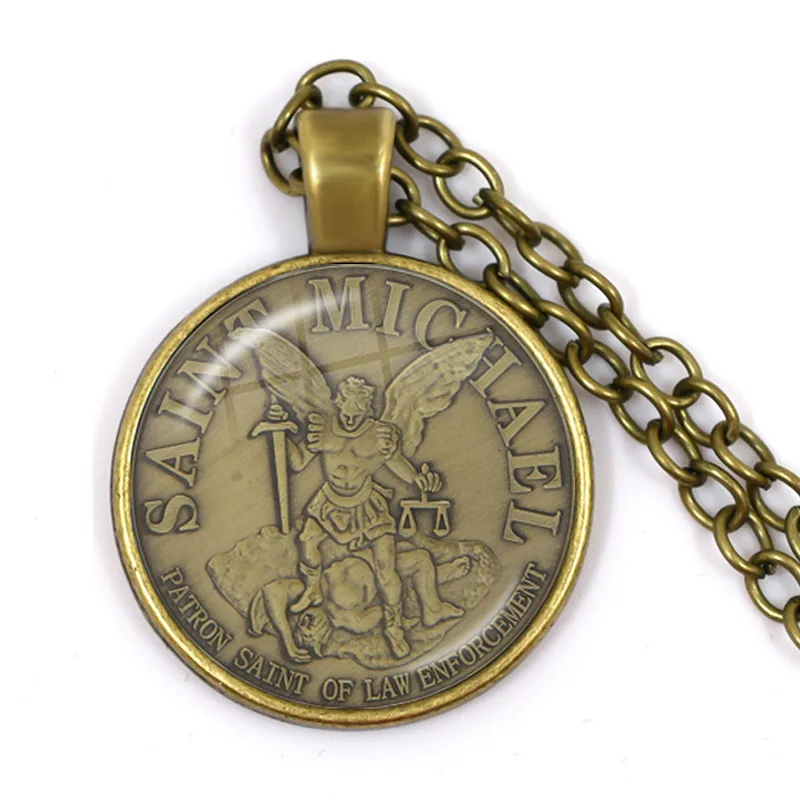 

New Men Necklace Archangel St.Michael Protect Me Saint Shield Protection Charm Russian Orhodox Pendant Jewelry For Holy Gift