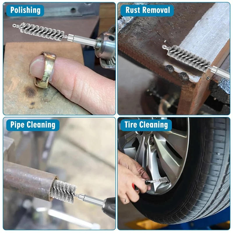 Набор щеток с проволочным отверстием для электродрели 24 шт. серебристый