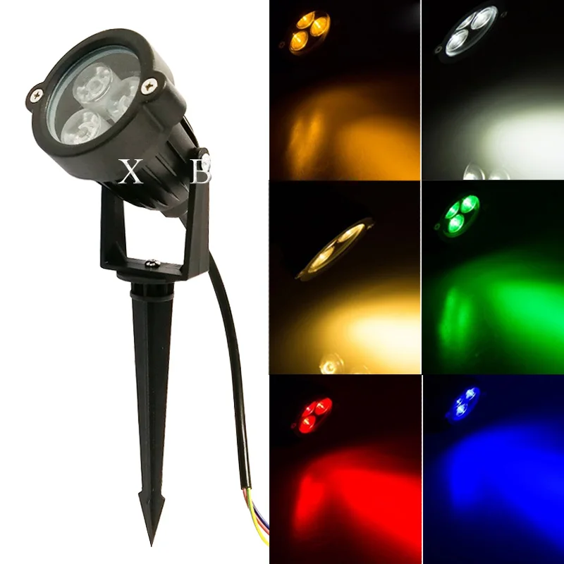 

LED Landscape Lighting 3W 9W Outdoor Flood lights Spike Spotlight DC12V 110v 220v Garden lamp IP65 RGB Lawn light