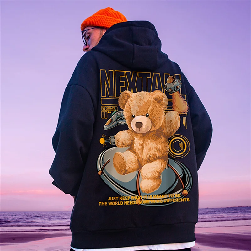 

Autumn Men Hip Hop Bear Graphic Hoodie 2023 Cartoon Casual Oversized Hoodies Streetwear Fashion Sweatshirts Japanese y2k Clothes