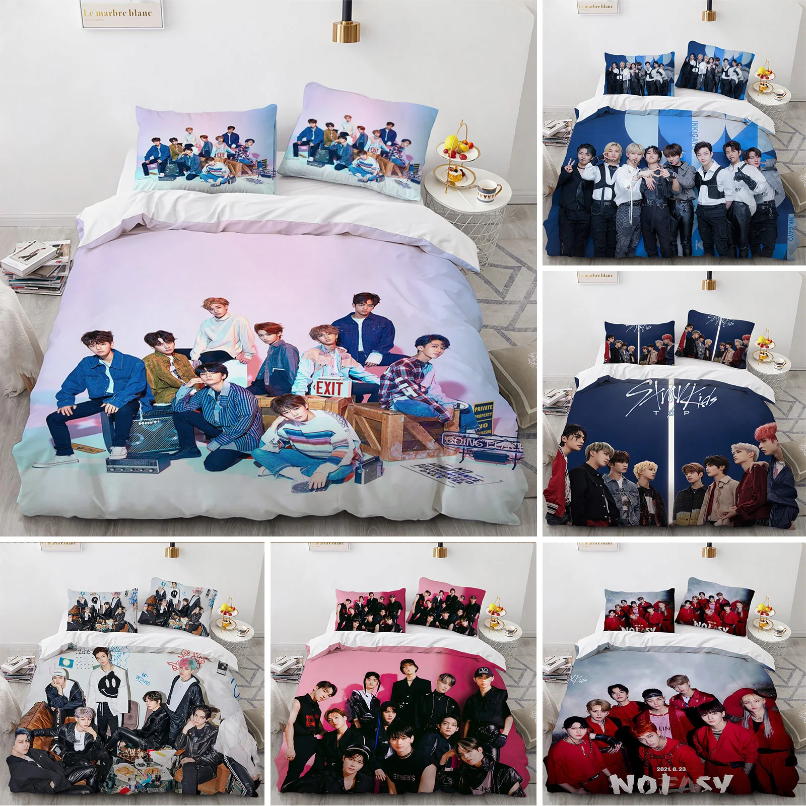 

Stray Kids Bedding Set Single Twin Full Queen King Size Kpop Hip Hop Bed Set Aldult Kid Bedroom Duvet Cover Sets 3D Print